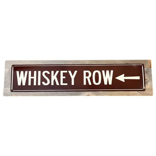 ‘Whiskey Row’ Long Wood Framed Metal Sign