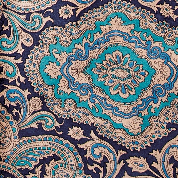 Paisley Gold & Blue Silk Scarf