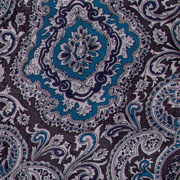 Paisley Silver & Blue Silk Scarf