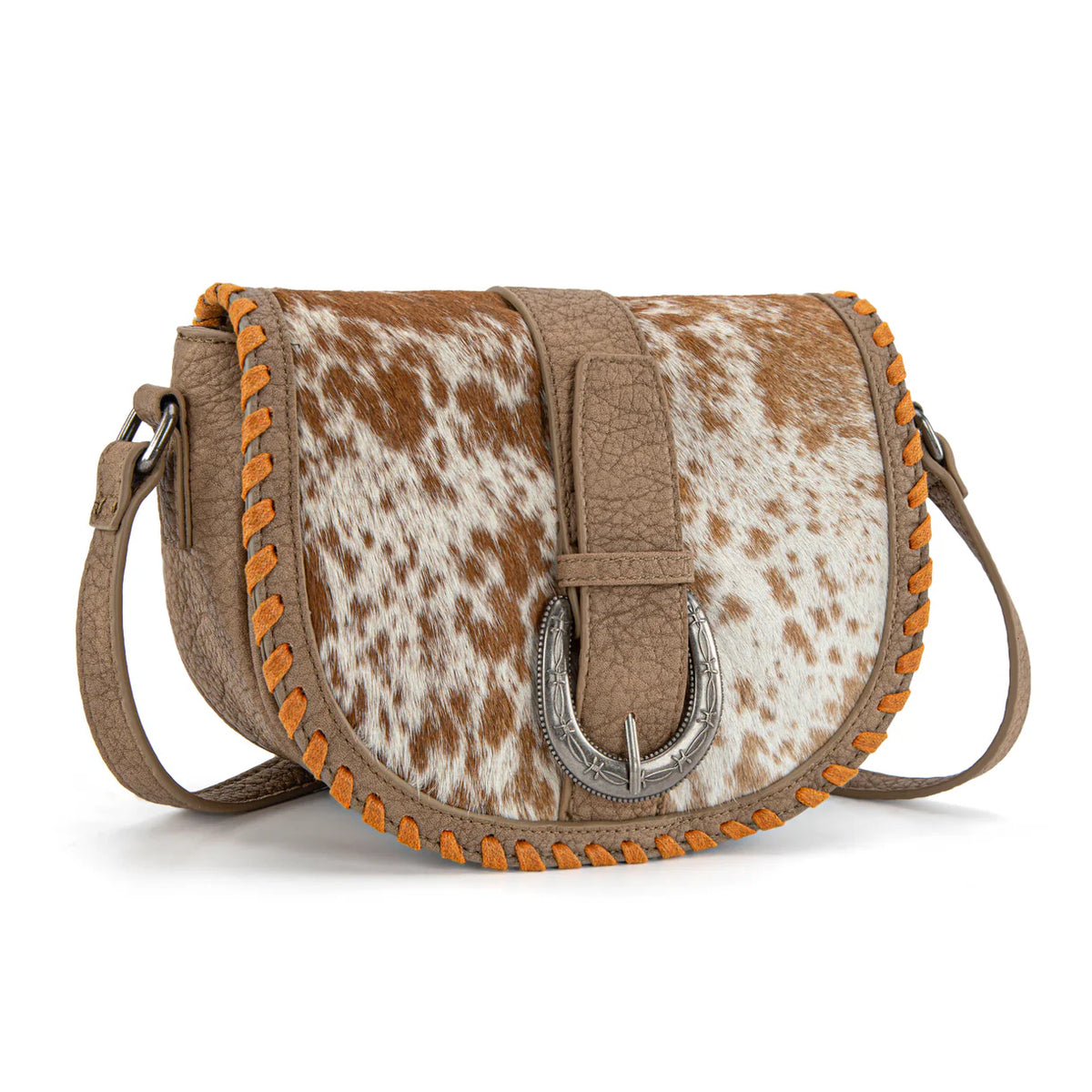 Trinity Ranch Western Cowhide Saddle Crossbody