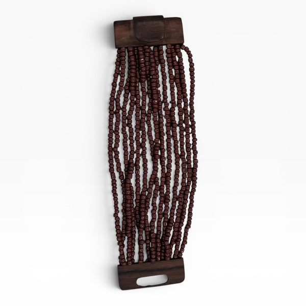 Cocoa Beaded Buckle Bracelet