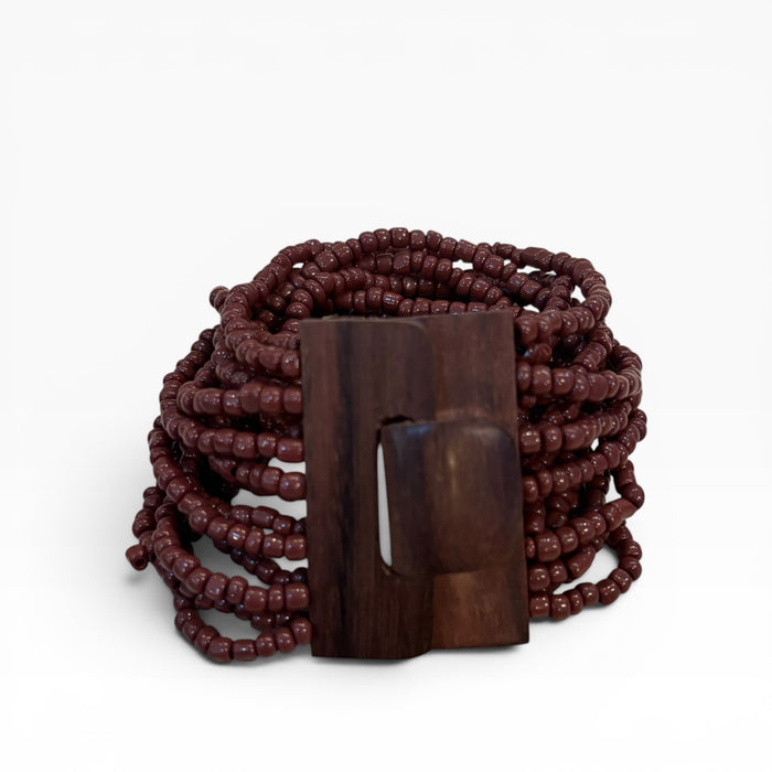 Cocoa Beaded Buckle Bracelet
