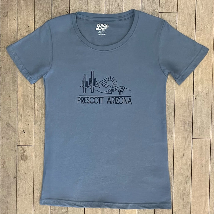 Women’s Blue Embroidered Desert T-Shirt
