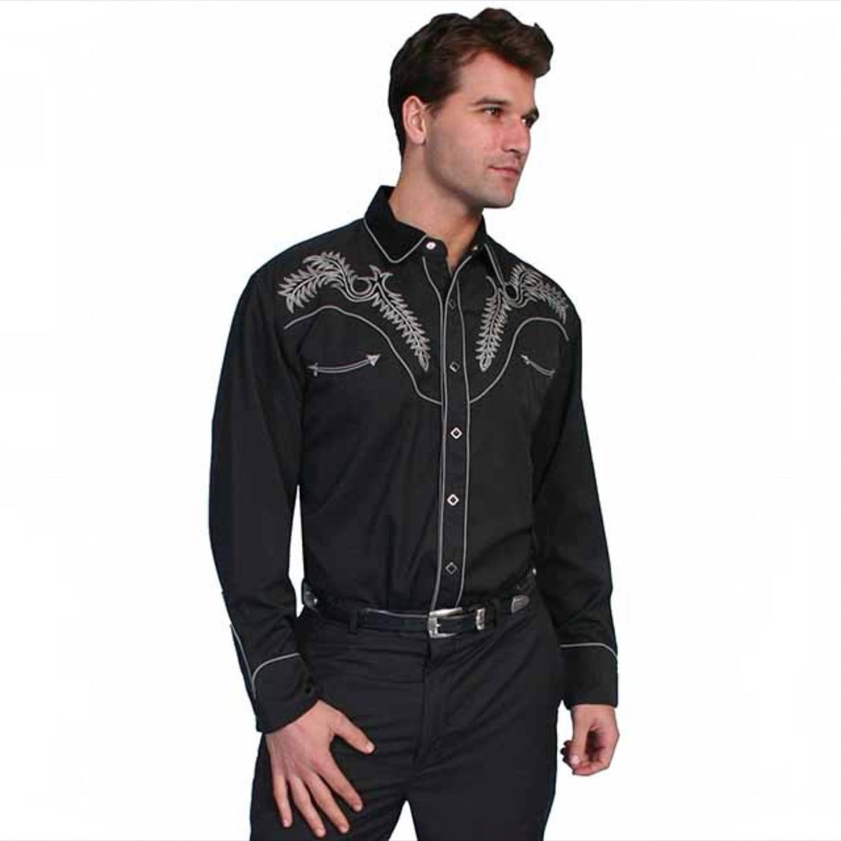 Mens Scully Black Bootstitch Long Sleeve