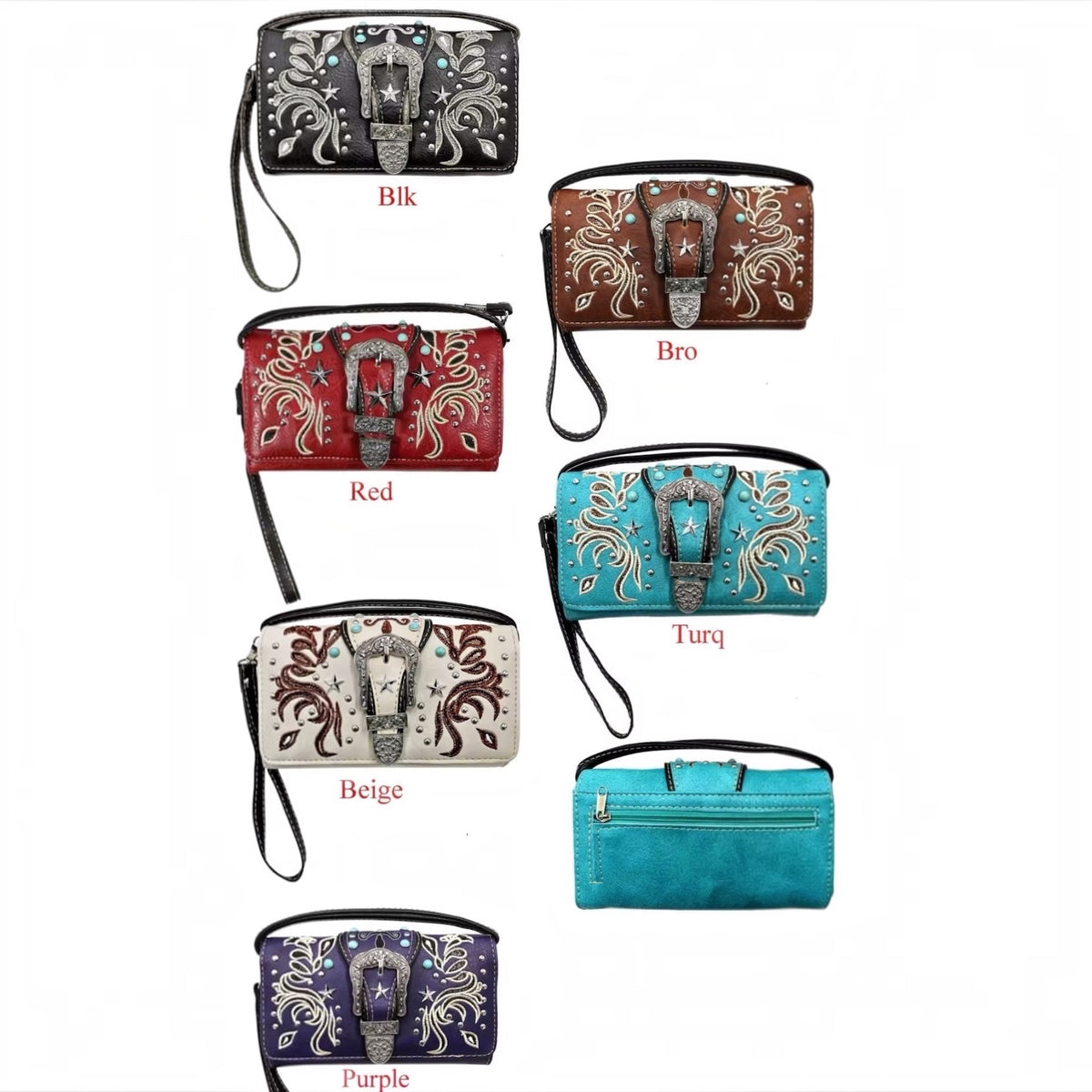 Star Stud Tri-fold Buckle Wallet