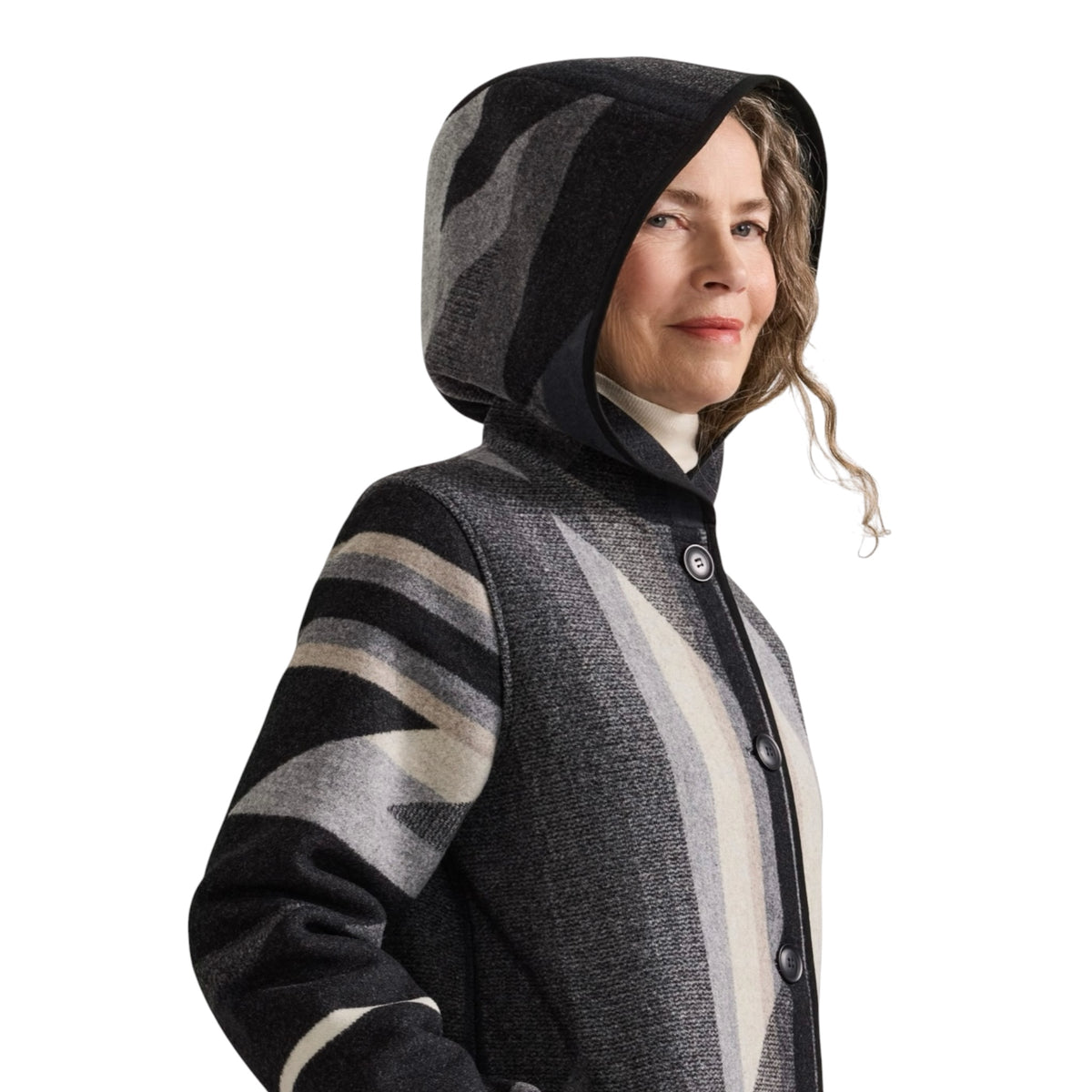 Pendleton Hooded Jacquard Coat Black