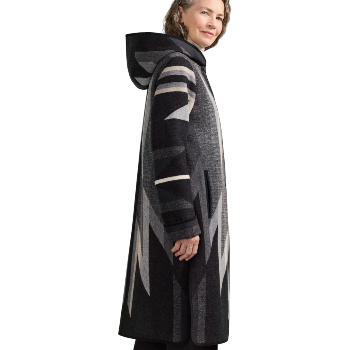 Pendleton Hooded Jacquard Coat Black