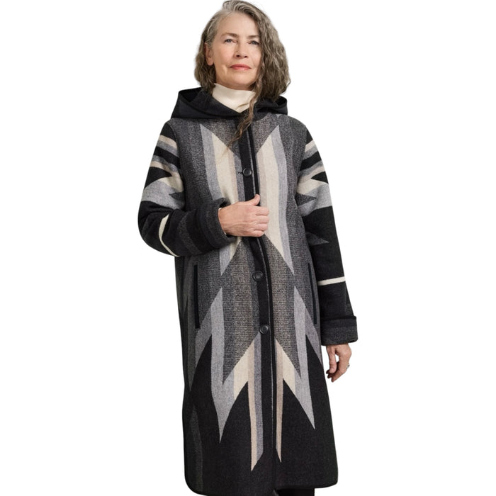 Pendleton Hooded Jacquard Coat Black
