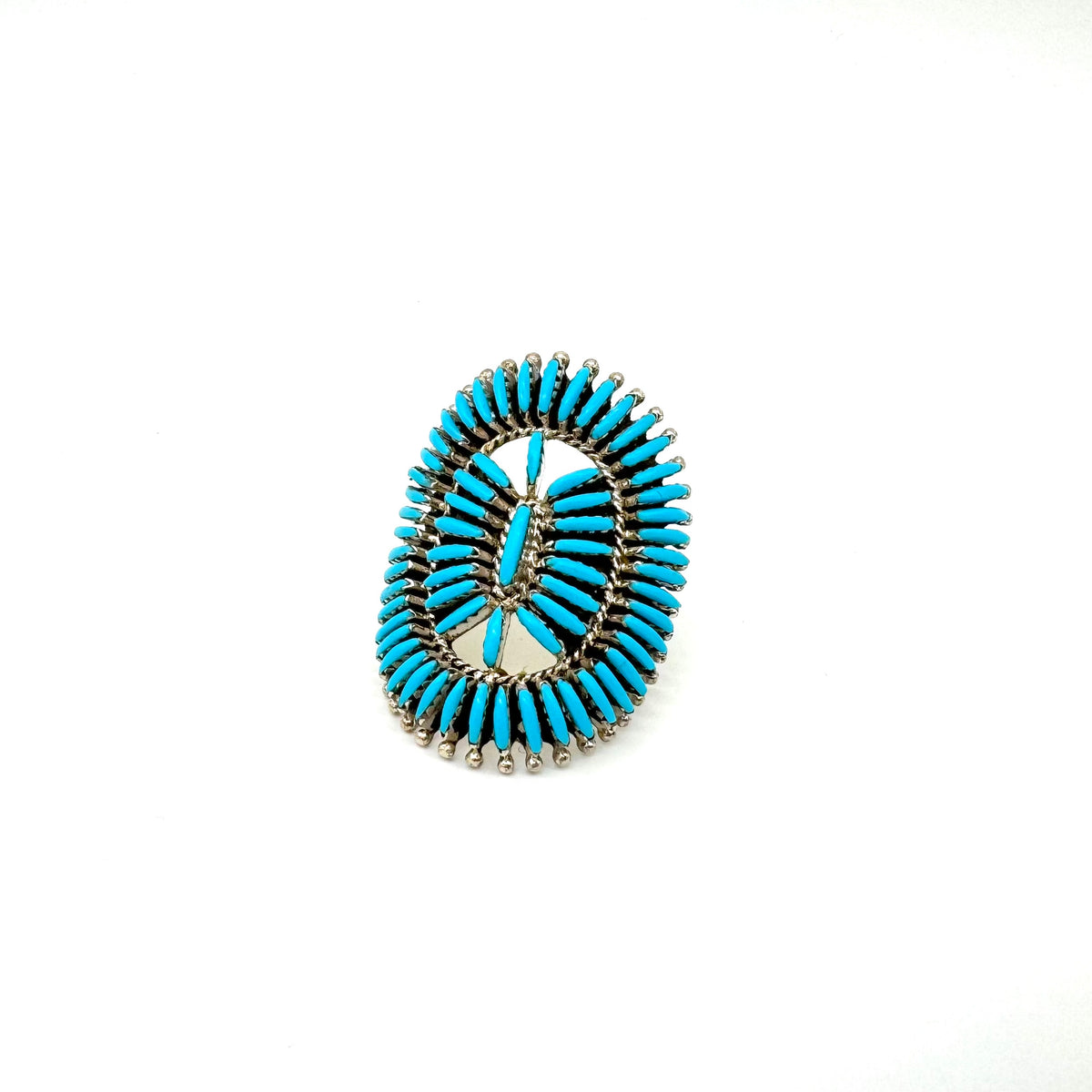 Needlepoint Turquoise and Sterling Silver Ring