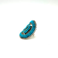 Needlepoint Turquoise and Sterling Silver Ring