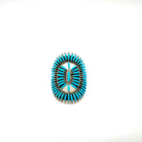 Needlepoint Turquoise and Sterling Silver Ring
