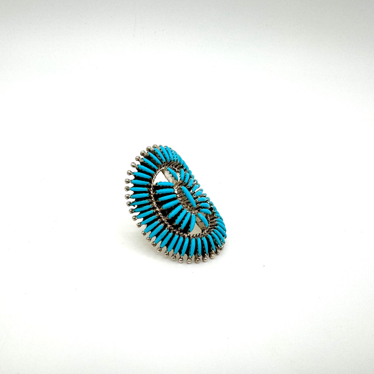 Needlepoint Turquoise and Sterling Silver Ring
