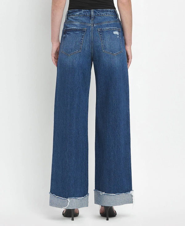 Kris Brilliance Super High Rise Cuffed Baggy Wide Leg Jeans