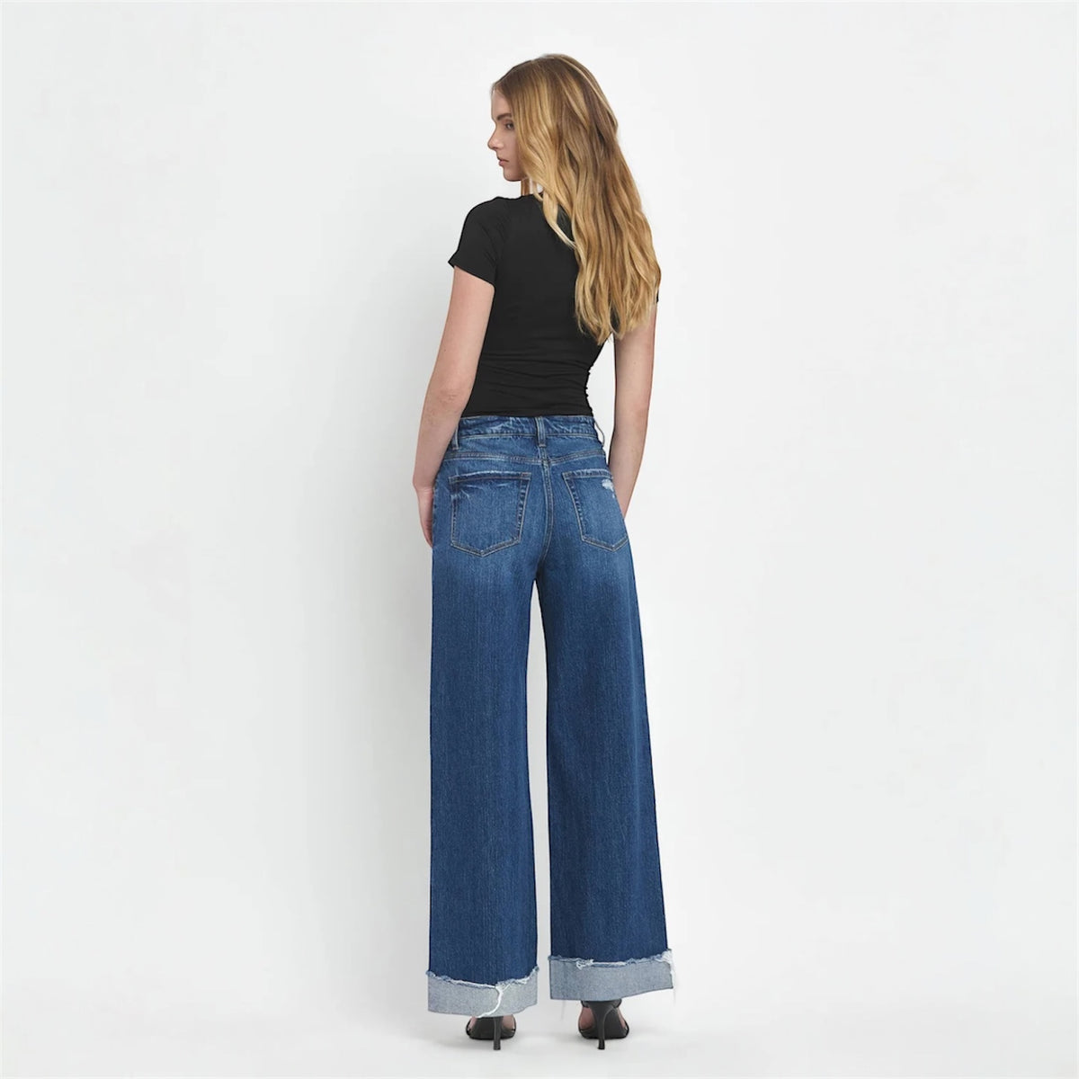 Kris Brilliance Super High Rise Cuffed Baggy Wide Leg Jeans
