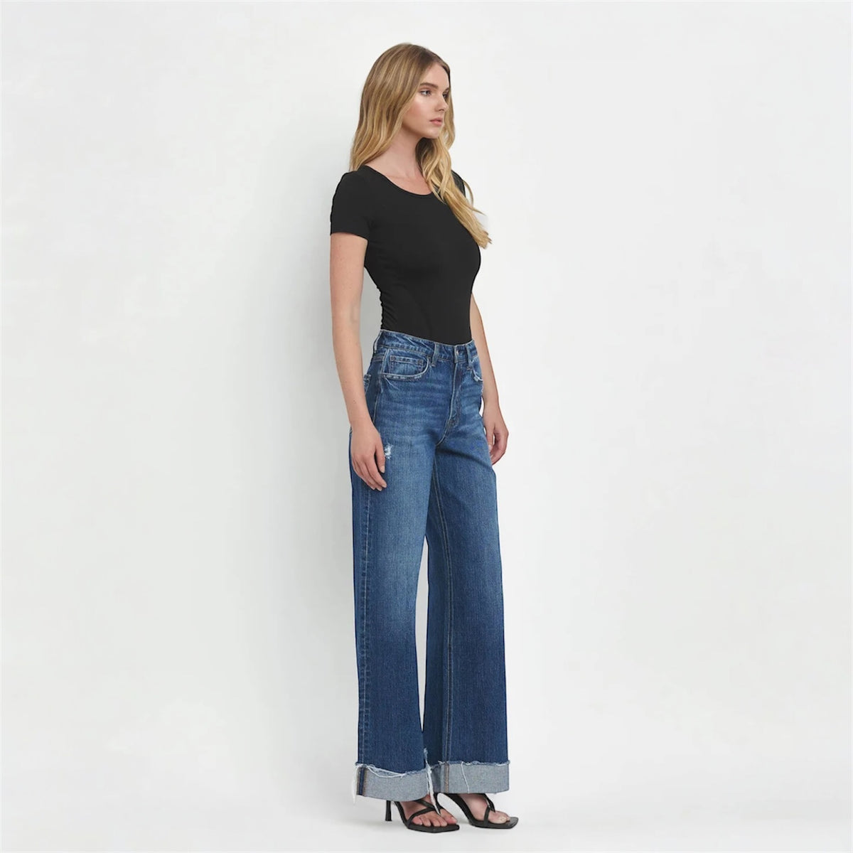 Kris Brilliance Super High Rise Cuffed Baggy Wide Leg Jeans