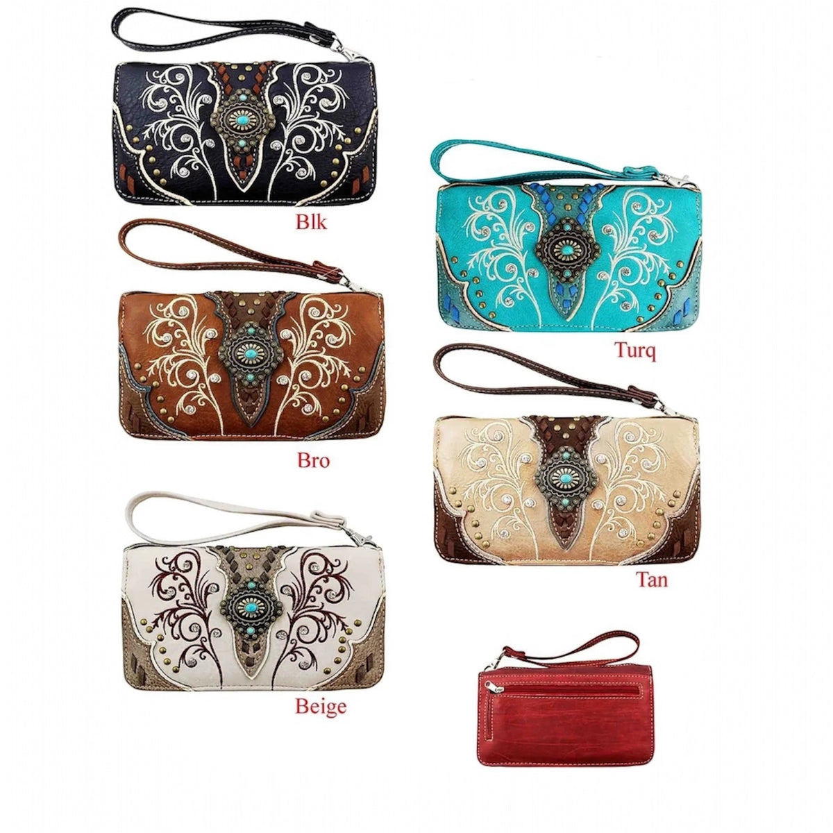 Gold Decal Concho Zip Wallet