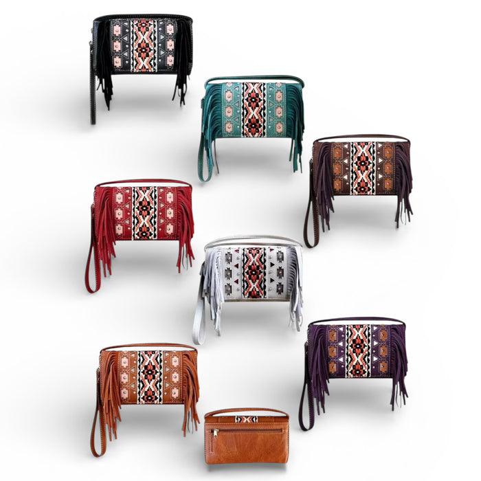 Tri-Fold Woven Fringe Wallet