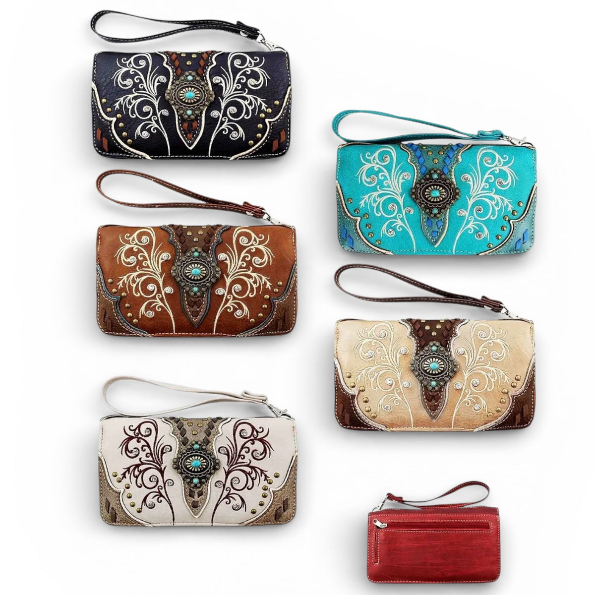 Gold Decal Concho Zip Wallet