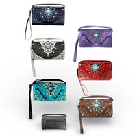 Tri-Fold Square Turquoise Concho Wallet