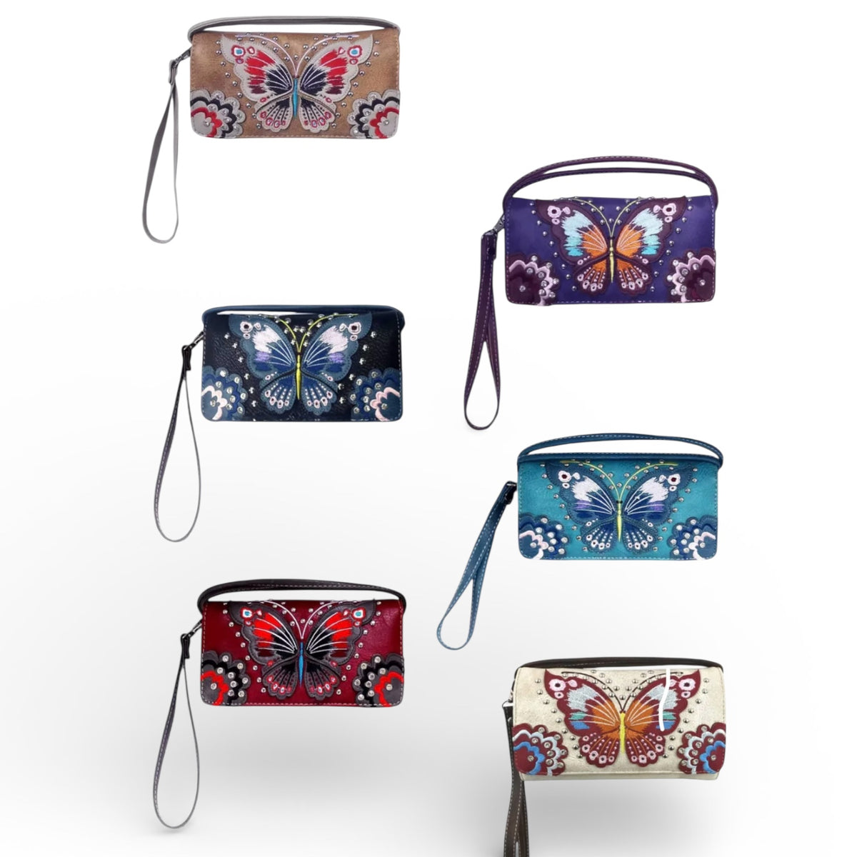 Tri-Fold Butterfly Wallet with Crossbody Strap