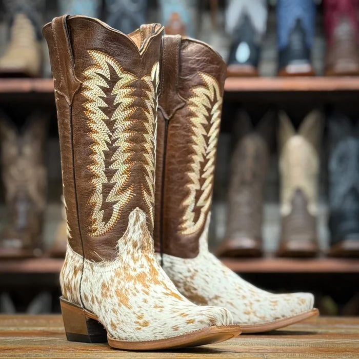 Tanner Mark Annie Women’s Brown & White Hair on Cowhide with Honey Top