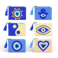 Blue Symbolic Embroidered Mini Pouches