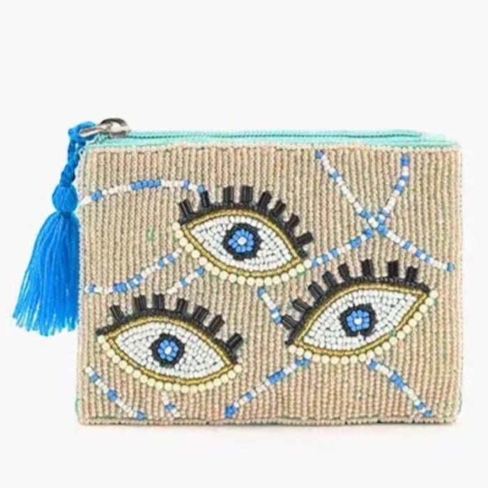 Celestial Evil Eye Embellished Mini Coin Purse