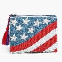 Beaded American Flag coin purse