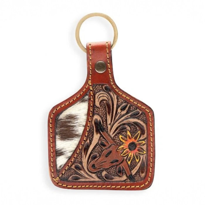 Steerhead Pass Hand-tooled Leather Key Fob