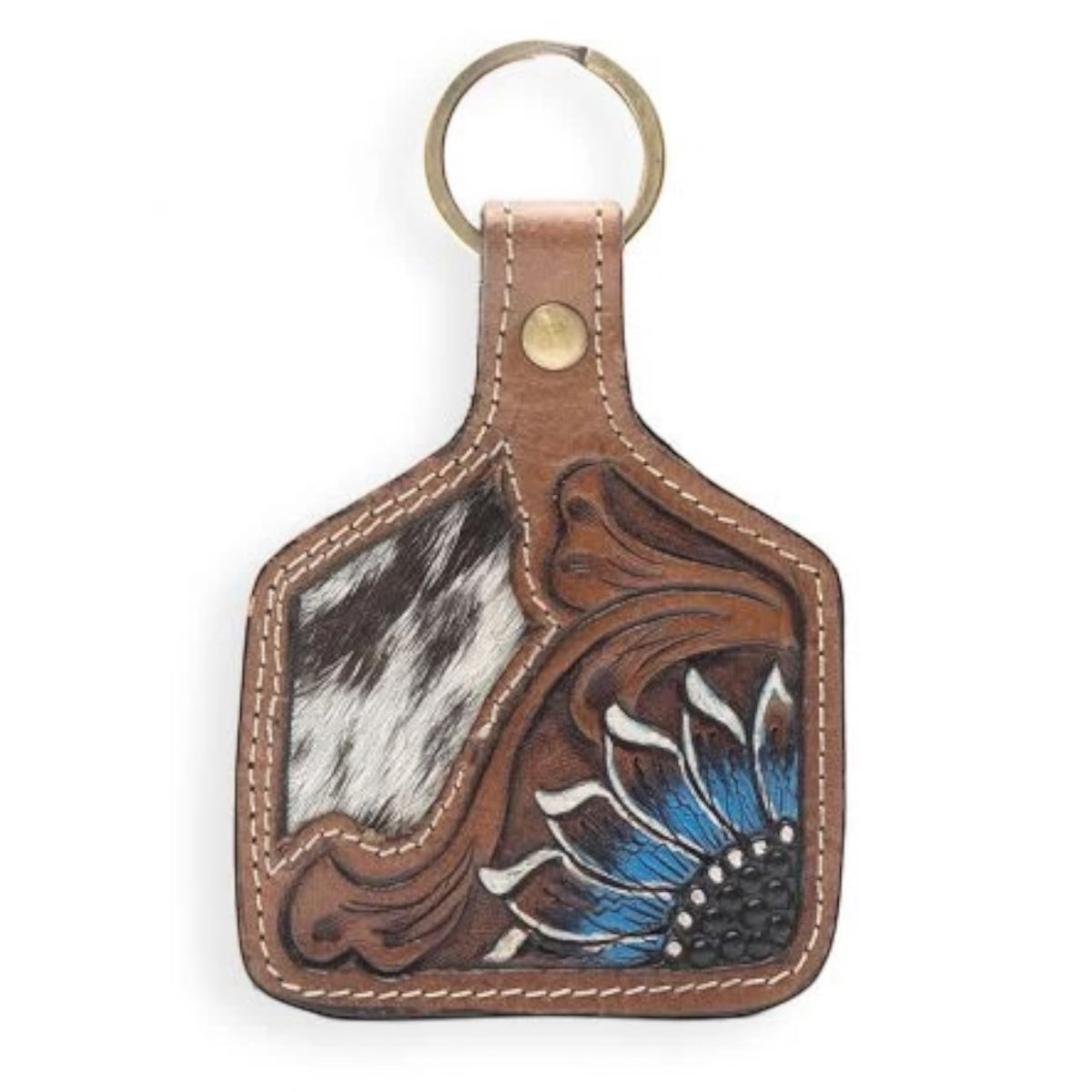 In My Morning Hand-tooled Leather Key Fob