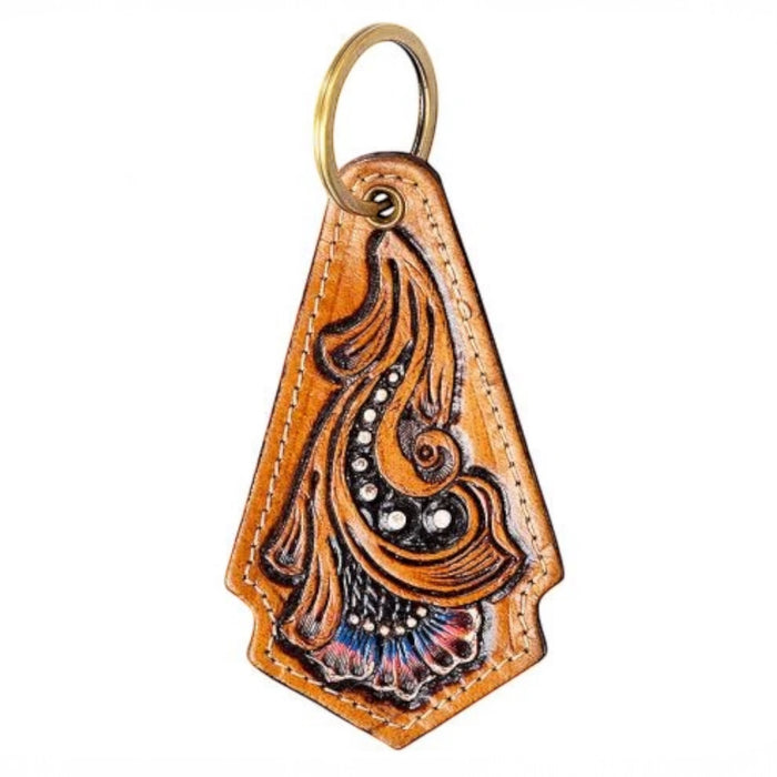 Night Blossom Hand-tooled Key Fob
