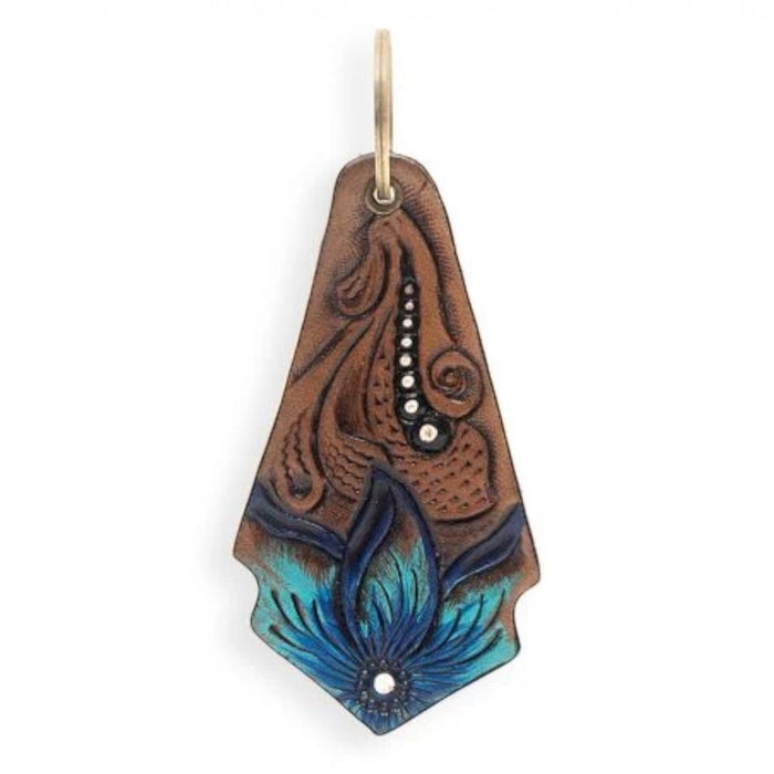 Flowering Love Hand-tooled Leather Key Fob