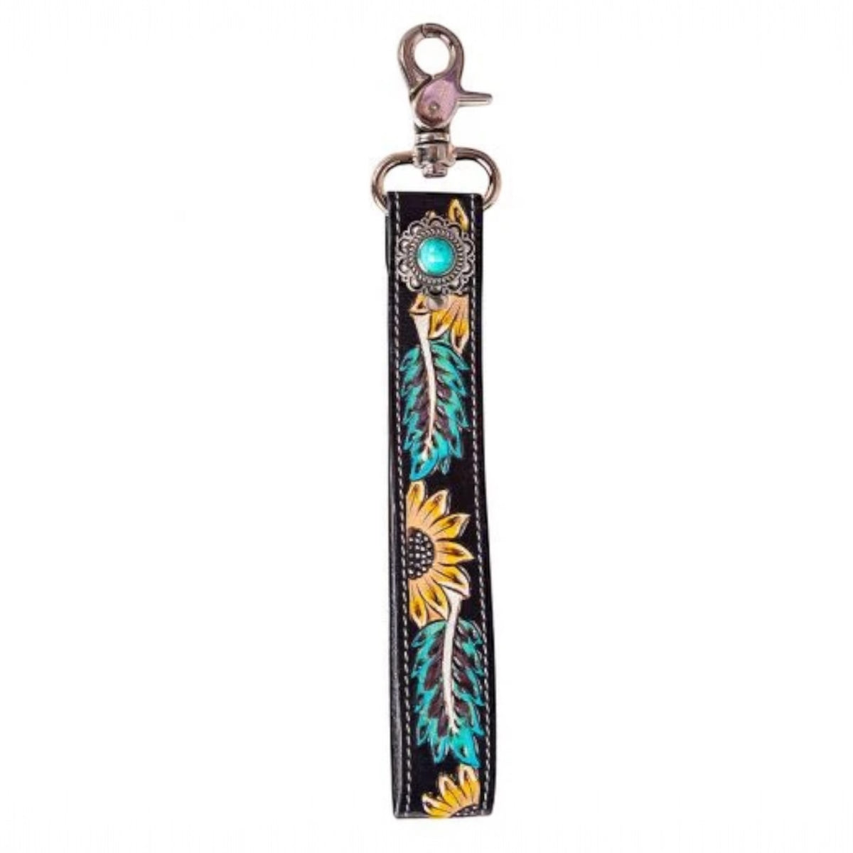 Cheyenne Bloom Hand-tooled Key Fob