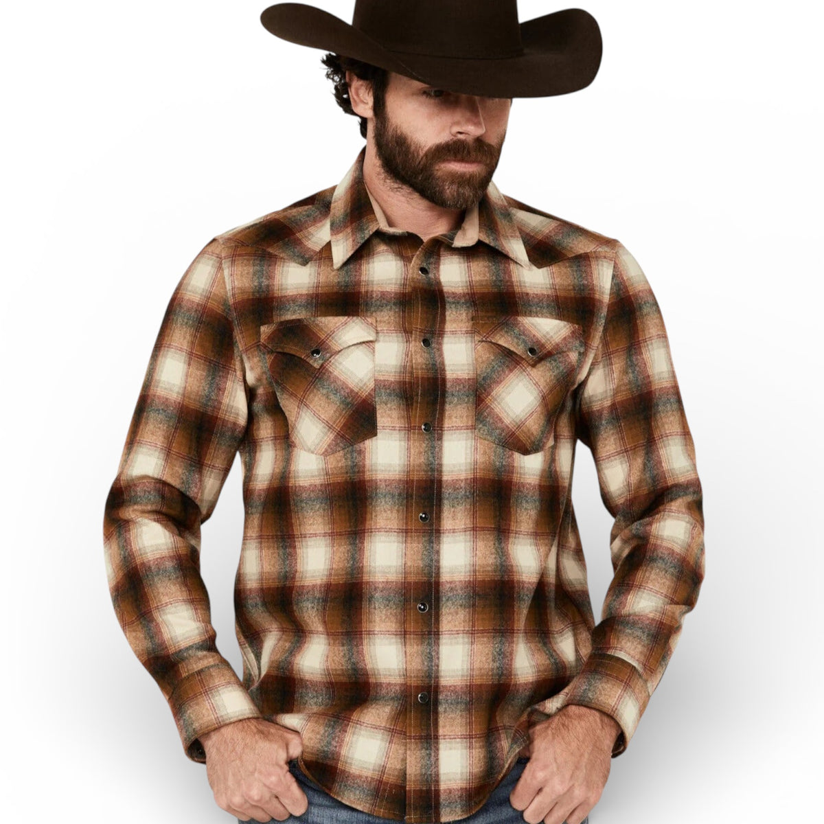 Pendleton Men's Canyon Plaid Print Long Sleeve Snap Western Shirt