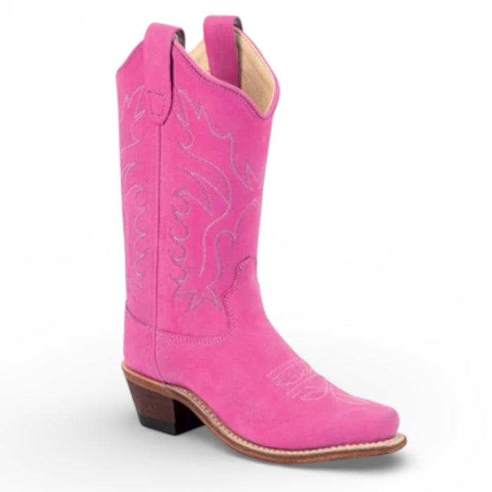 Kid's Old West Pink Suede Boots