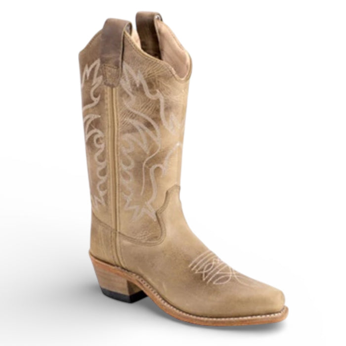 Kid’s Old West Kids' Khaki Tan Snip Toe Cowboy Boots