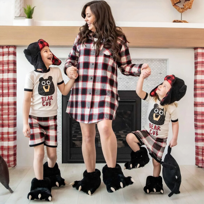 Lazy One Black Bear Kid and Adult Paw Slipper