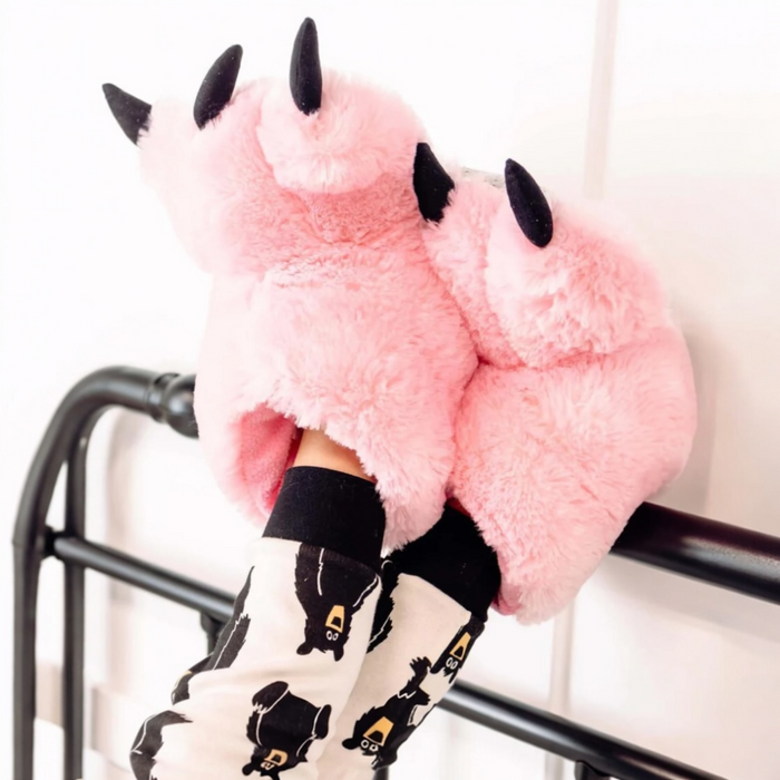 Lazy One Pink Bear Kid Adult Paw Slipper