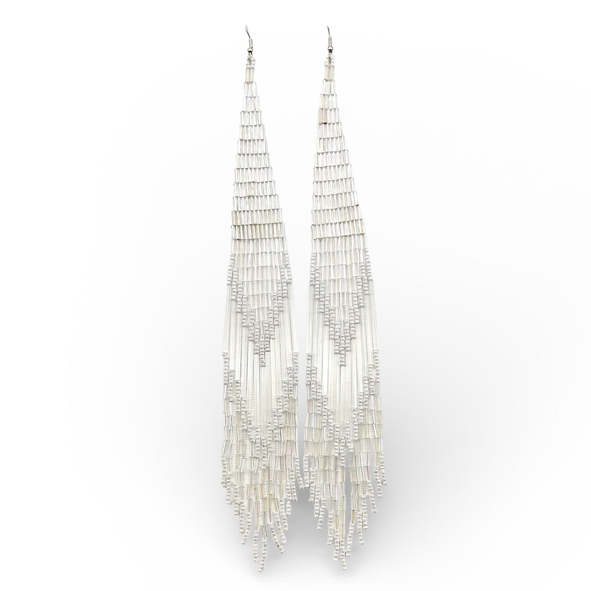 White And Translucent Beaded Shoulder Sweepers