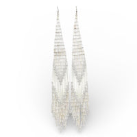 White And Translucent Beaded Shoulder Sweepers