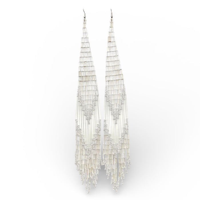 White And Translucent Beaded Shoulder Sweepers