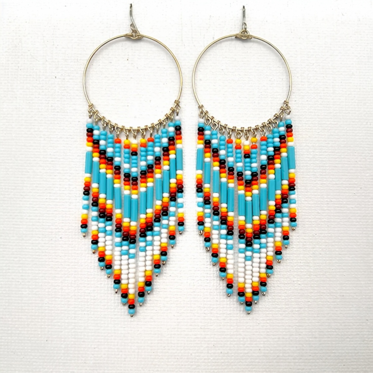 Teal Multi Colored Beaded Earrings