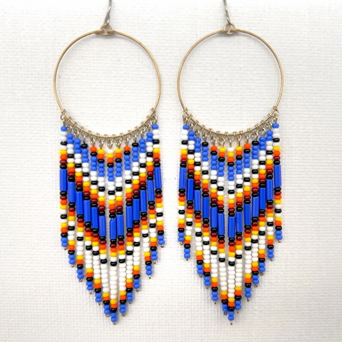 Blue Multi Colored Beaded Earrings