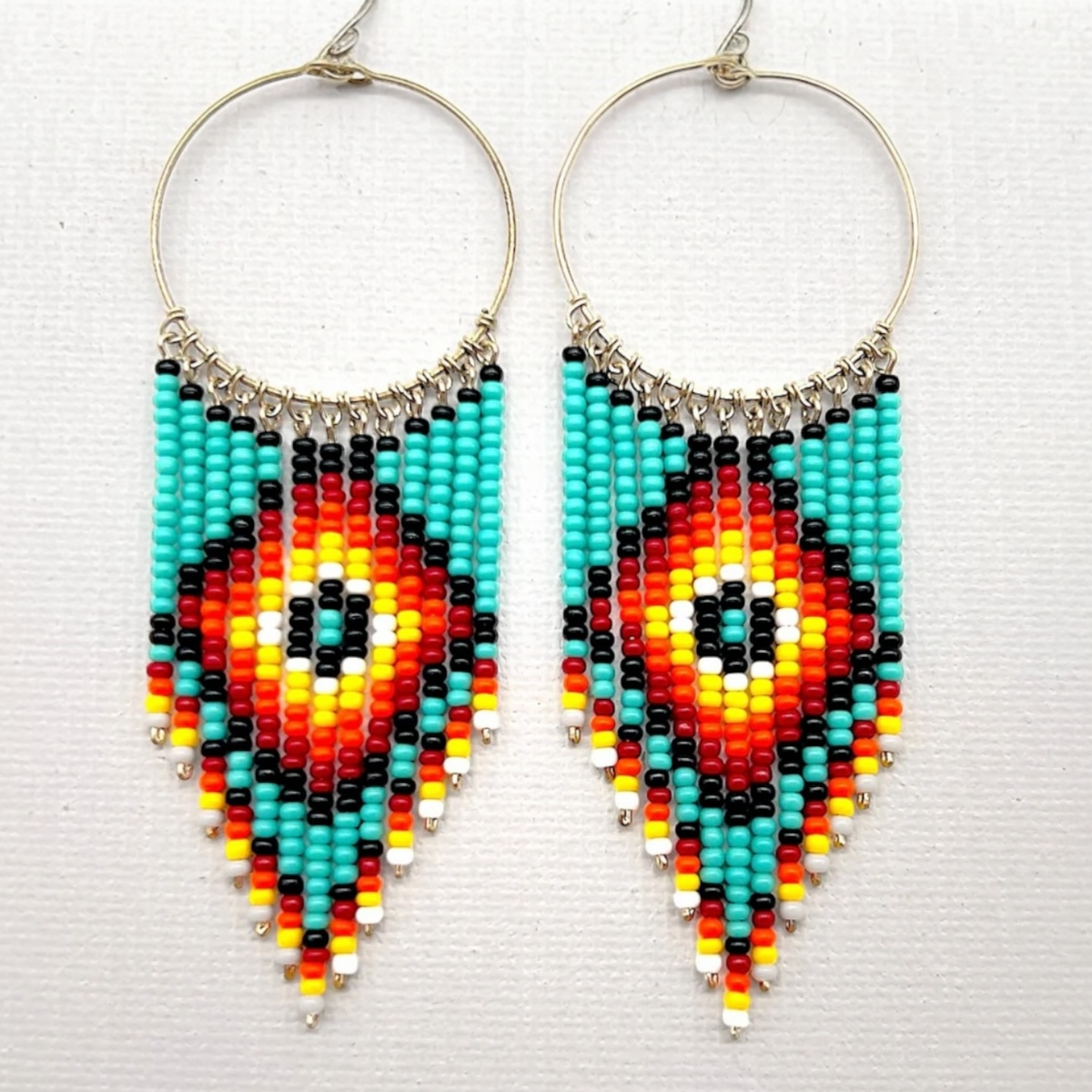 Teal Diamond Detail Beaded Earrings