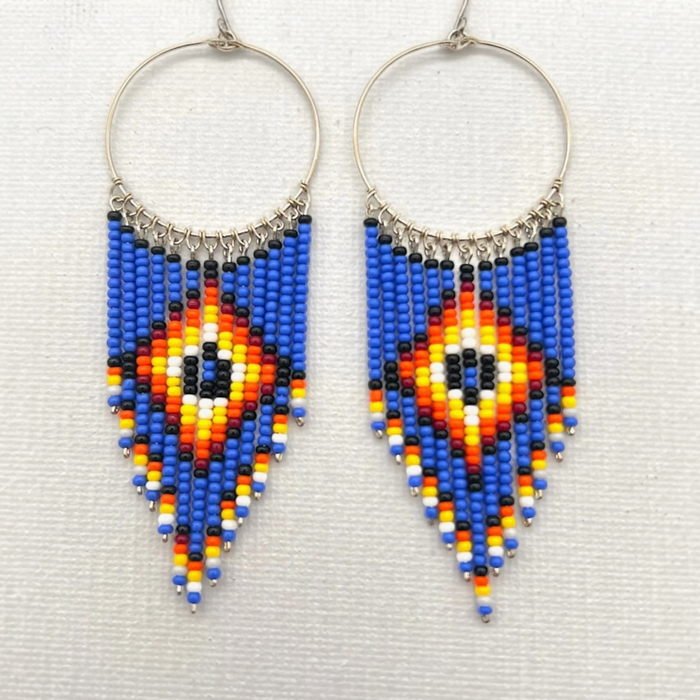 Blue Diamond Detail Beaded Earrings