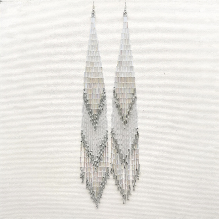 Metalic And Translucent Beaded Shoulder Sweepers