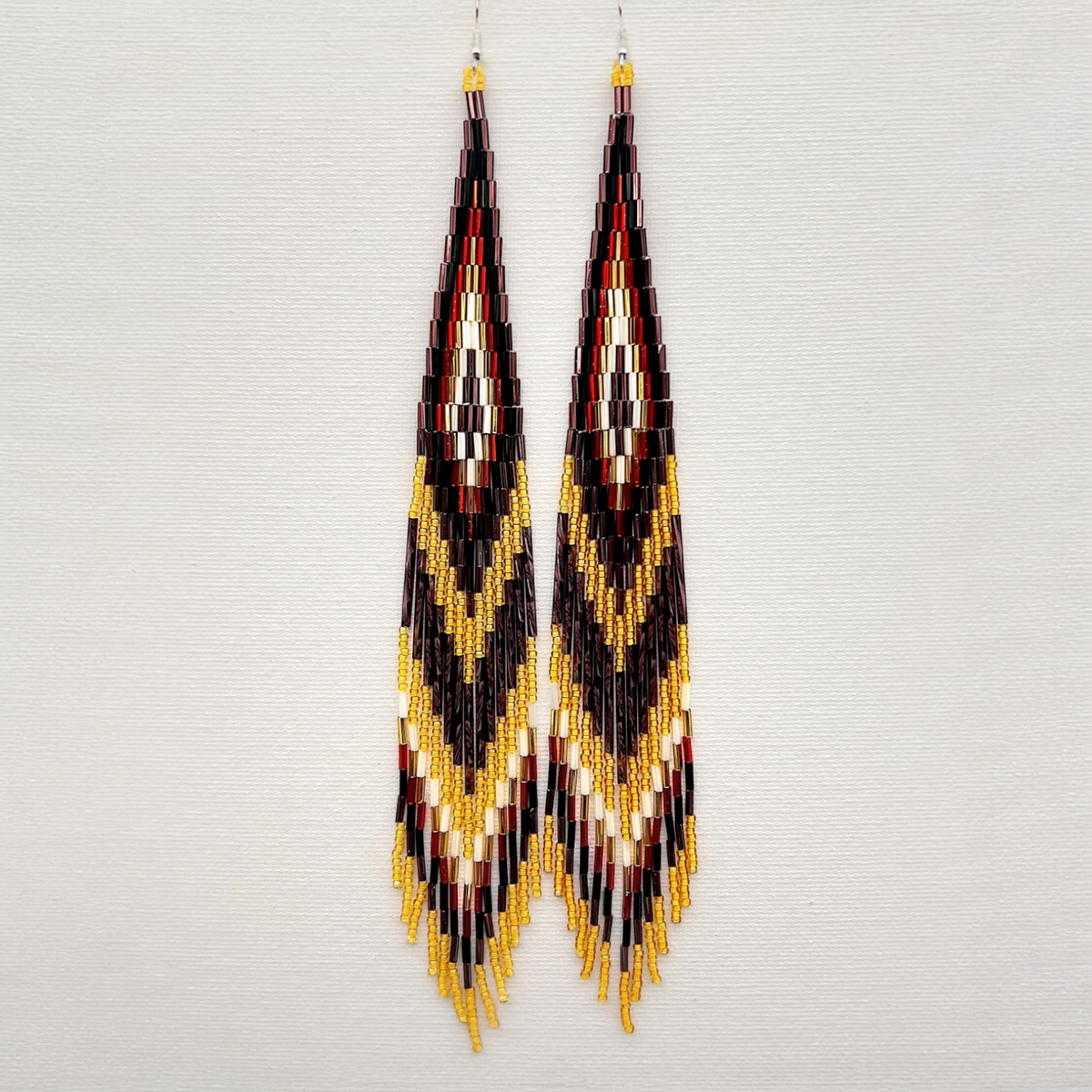 Yellow And Metalic Burgundy Beaded Shoulder Sweepers