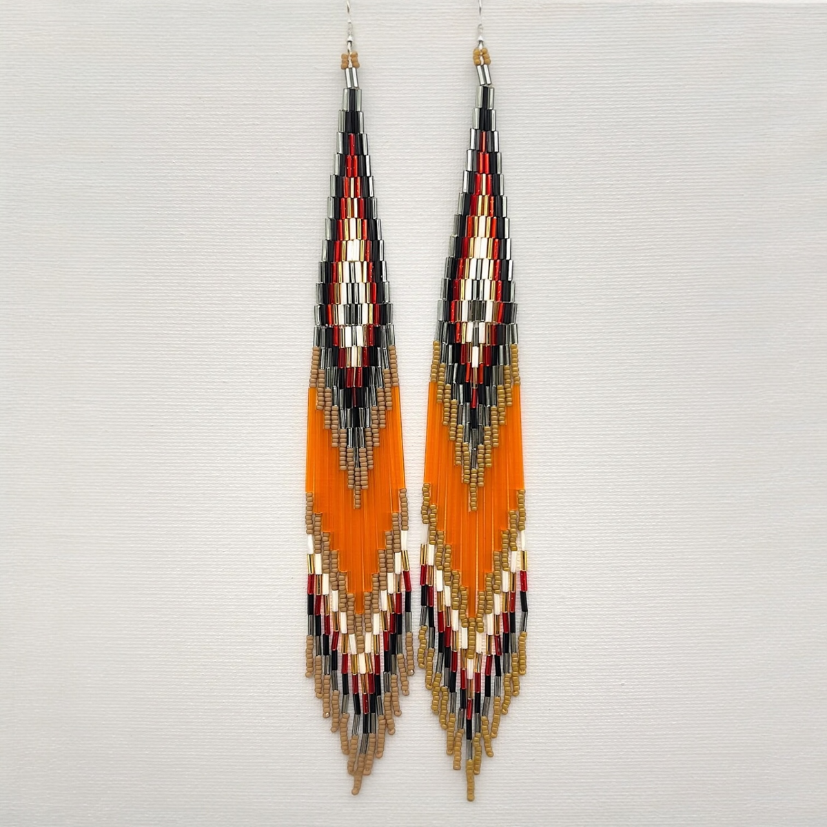 Orange Beaded Shoulder Sweepers