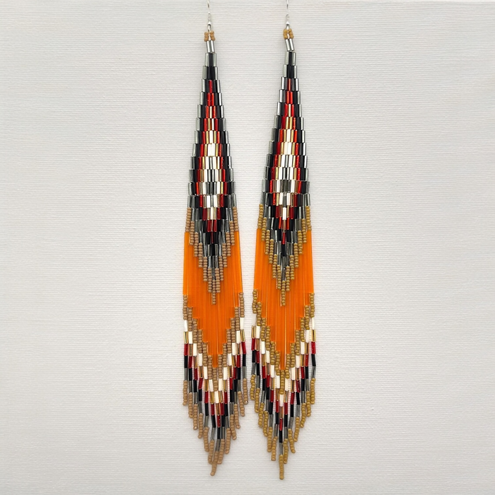 Orange Beaded Shoulder Sweepers