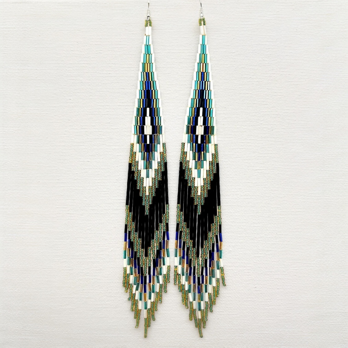 Black And Green Beaded Shoulder Sweepers